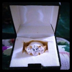 14kt yellow gold plated 3 stone ring